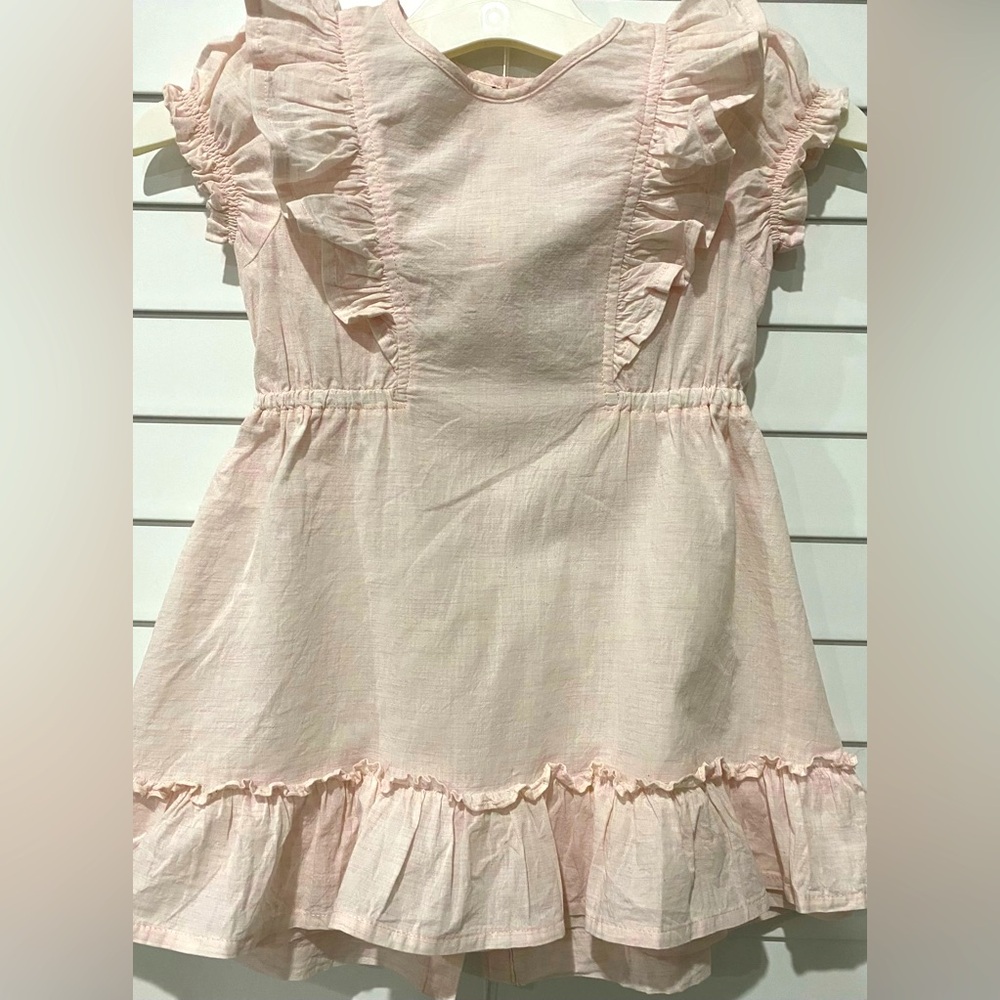 Little Wing’s Girl’s Pink Pinafore Ruffle Short Sleeve Button Dress 24 Months
